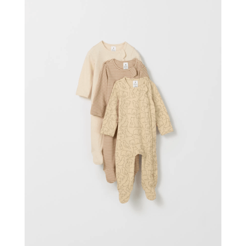 Organic Cotton 3 Pack Baby Zip Coverall