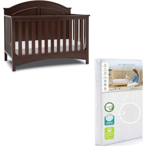 Delta Children Perry 6-in-1 Convertible Crib & Mattress, Walnut Espresso
