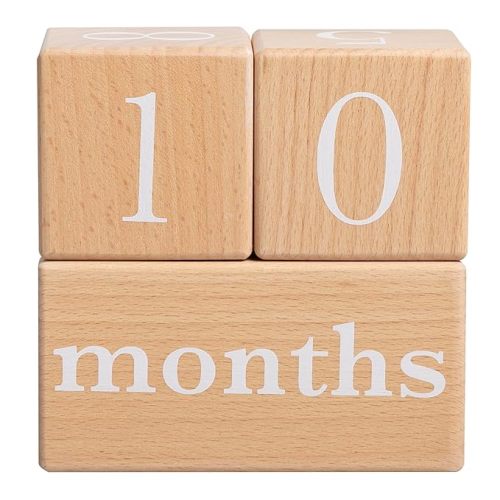 Pearhead Wooden Baby Age Milestone Blocks, Monthly Photo Prop for Newborn, Infant and Toddler, Pregnancy Countdown Calendar, Weeks Months Years Number Blocks for Baby Gift and Nursery Decor
