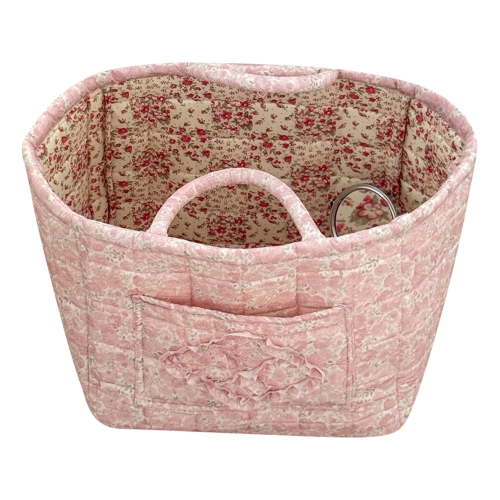 Floral Fabric Storage Basket Large Capacity Laundry Basket with Handles Portable Folding Storage Bag for Clothes and Sundries (Style 2)
