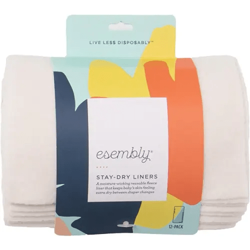 Esembly Cloth Diaper Stay-Dry Fleece Diaper Liner, Moisture-Wicking, Keeps Baby Dry, Prevents Staining, Protects Diaper, Easier to Clean, Washable, Reusable, Super-Soft, 12-Pack, One Size