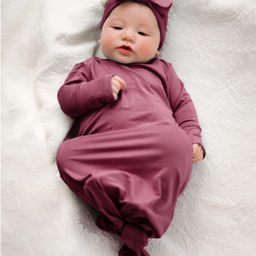 Baby Knot Gown Set: Dusty Rose – Lila