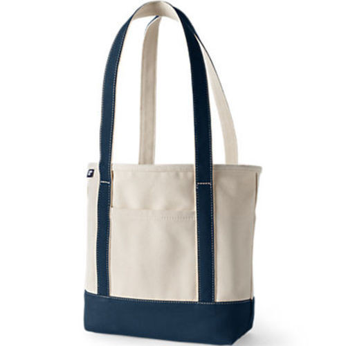 Medium 5 Pocket Open Top Canvas Tote | Long Straps - Navy Blue