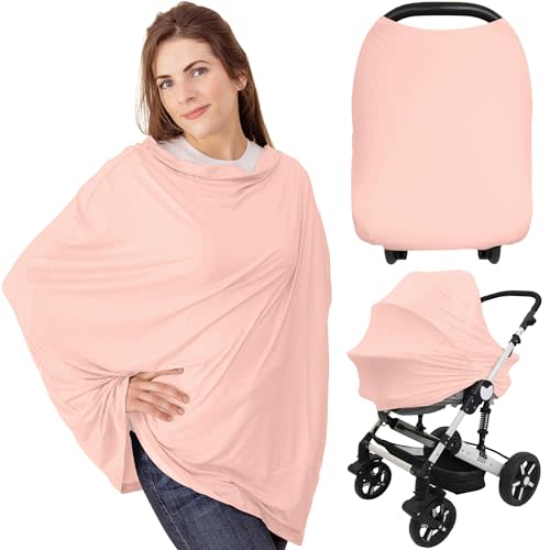 Car Seat Covers for Babies - Nursing Covers for Breastfeeding, Baby Car Seat Canopy for Girls, Boys, Nursing Essentials for Breastfeeding Women, Infant Stroller Privacy Protection (Sakura)