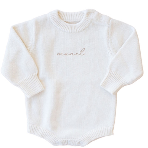 Personalized Printed Knit Sweater Bubble | Ivory