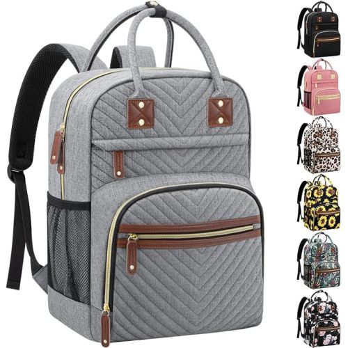 Tenot Diaper Bag Backpack for Women with Insulated Pockets Grey | Large Capacity, Multifunctional, Waterproof, Travel Baby Diaper Bags for Mom,Dad,Baby Girl Boy