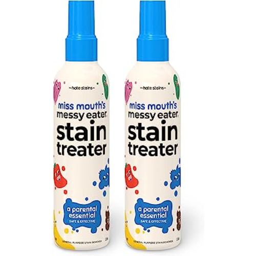 Miss Mouth's HATE STAINS CO Stain Remover for Clothes - 4oz 2 Pack of Newborn & Baby Essentials Messy Eater Stain Treater Spray - No Dry Cleaning Food, Grease, Coffee Off Laundry, Underwear, Fabric
