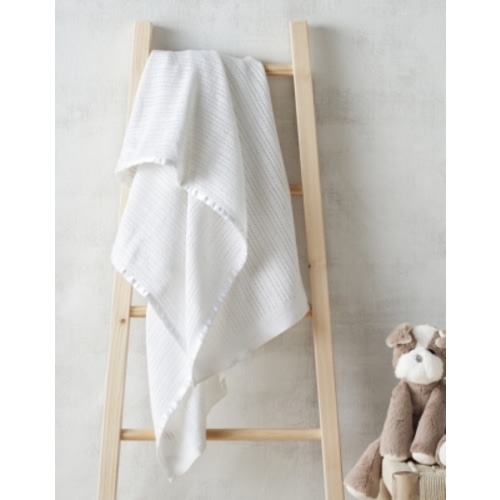 Satin Edged Cellular Baby Blanket | The White Company