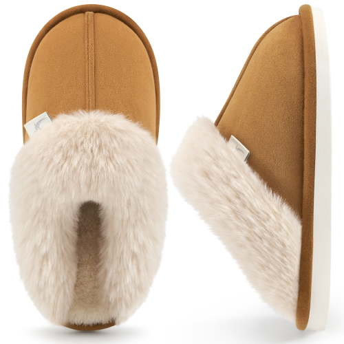 Ecetana Womens Slipper with Memory Foam Fluffy Soft Warm Slip On House Shoes