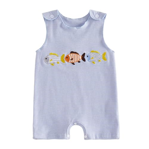 Newborn Infant Baby Boy Summer Outfit Fishing Sleeveless Romper Jumpsuit 3 6 12 18 Months One Piece Clothes