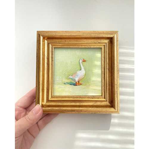 Mini Duck Oil Painting, Original Animal Artwork, Suitable for Home and Nursery Decor, Gift for Pet Lovers, Gosling-Themed Wall Art