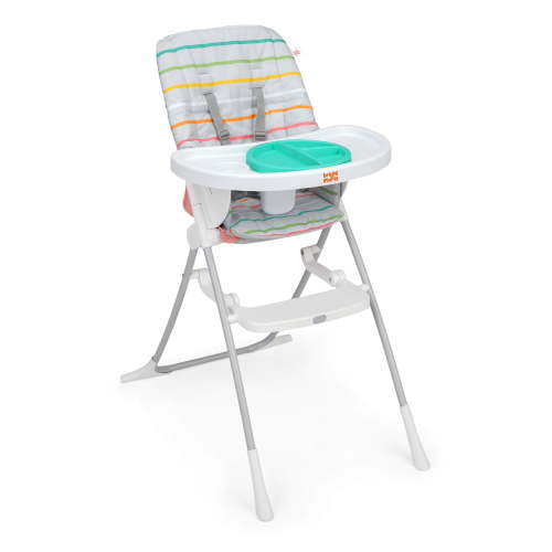 Bright Starts Dine Delight Compact Folding High Chair with 3-Section Plate, Unisex, Infant to Toddler