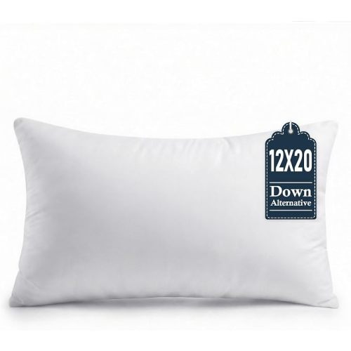 puredown® 12x20 Throw Pillow Insert Set of 1 – Supportive & Fluffy Down Alternative Pillow Forms for Couch, Sofa & Bed, Indoor Decorative Cushion Stuffer