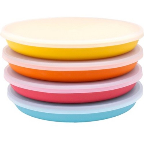 WeeSprout Bamboo Plates, Kid-Sized, Bamboo Plates for Kids - With Lids, Set of 4