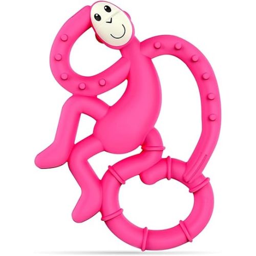 Matchstick Monkey Silicone Mini Teether & Gel Applicator – Silicone Baby Teether, Easy-to-Grip, BPA-Free, Supports Self-Soothing & Early Brushing, 3 Months+, 4 Inches, Pink