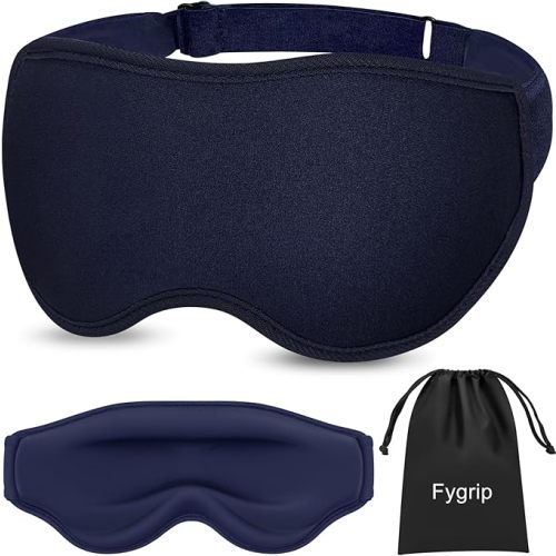 3D Eye Mask Sleep Mask for Men & Women, 100% Pressure-Free & Light Block-Out Eye Mask for Sleep with Easy Adjustable Strap, Night Eye Cover for Travel, Blue