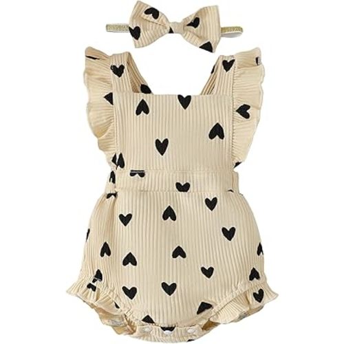 Fullfamous Conjunto de mono y diadema con volantes para bebé niña