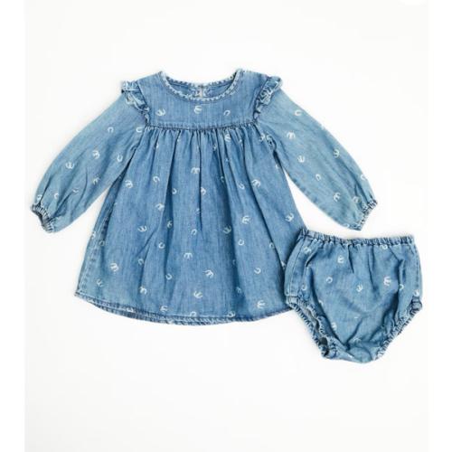 Wrangler Infant Girls' Horseshoe Print Denim Dress Set - 2 Piece