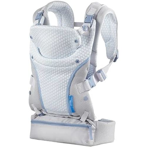 Infantino StayCool 4-in-1 Convertible Carrier, Ergonomic Design for Infant and Toddlers, 8-40lbs with Storage Pocket, White