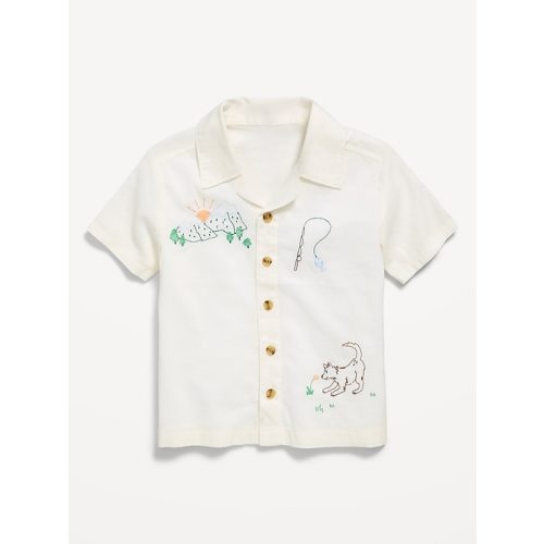 Short-Sleeve Embroidered Shirt for Toddler Boys
