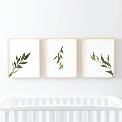 Olive Leaf Digital Nursery Art Print Group
