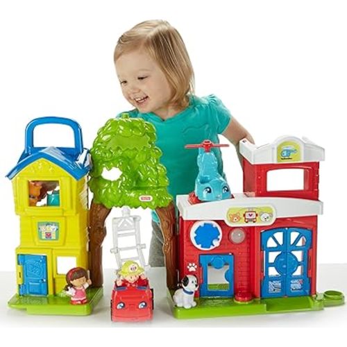 Fisher-Price Little People Toddler Toy Animal Rescue Playset with Lights Sounds Figures & Vehicles for Pretend Play Kids Ages 1+ Years​