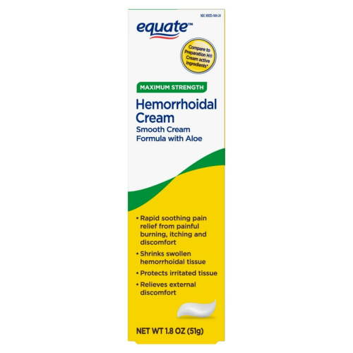 Equate Hemorrhoidal Cream, Maximum Strength Pain Relief, 1.8 oz, Compare to Preparation H Cream Active Ingredients