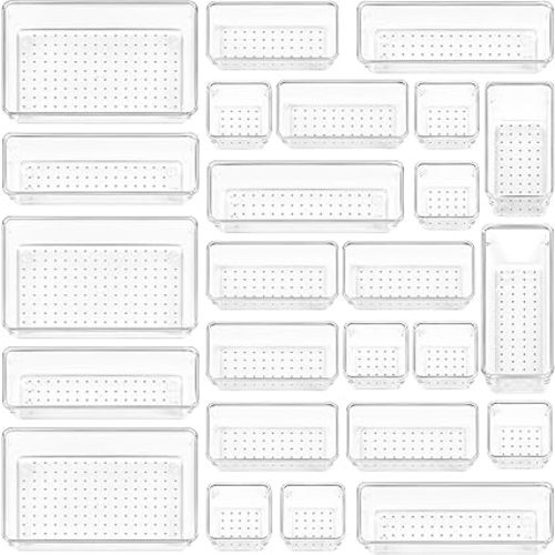 Vtopmart 25 PCS Clear Plastic Drawer Organizers Set, 4-Size