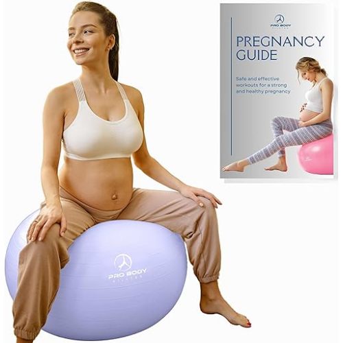 ProBody Pilates Pregnancy Ball - Yoga Ball for Pregnancy with Book, Prenatal, Labor & Postnatal Maternity Exercise