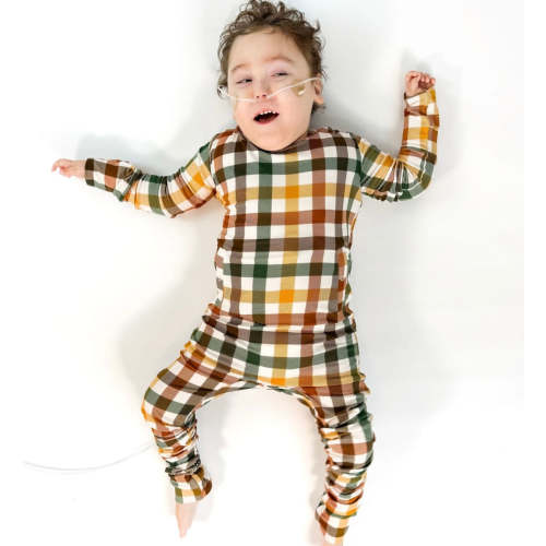 Autumn Plaid Adaptive Tube Access Day to Night Romper