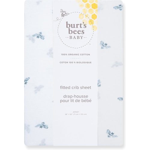 Burt's Bees Baby Organic Cotton Fitted Crib Sheet, Breathable Baby Bedding, Infant and Toddler Bed Sheet for Boys and Girls