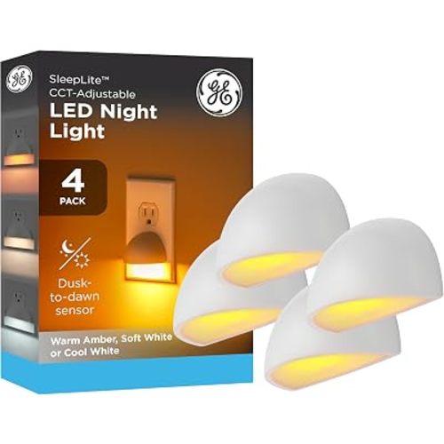GE SleepLite Plug in Night Light with Dusk to Dawn Sensor, 4 Pack