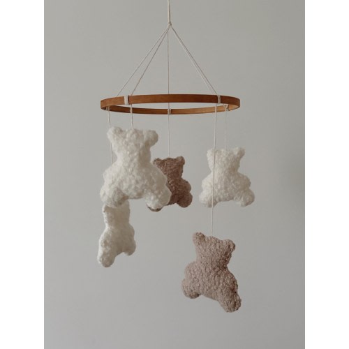 Cute boucle bears baby mobile