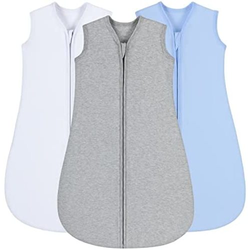Yoofoss Baby Sleep Sack 0-3 Months 100% Cotton 0.5 TOG Baby Sleeping Bag 2-Way Zipper Toddler Wearable Blankets 3 Pack Breathable Lightweight (X-Small)