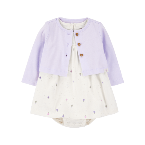 Baby 2-Piece Bodysuit Dress & Cardigan Set - Purple/White - Carter's | Carter's