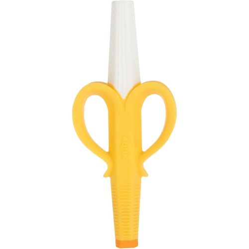 Nuby Banana Hollow Tube Silicone Teething Toy - Gum Massaging Baby Teething Relief Toy for 3+ Months