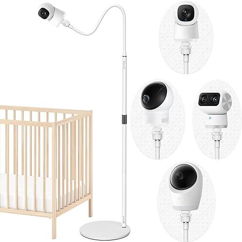 Baby Monitor Floor Stand Holder Mount Compatible with eufy E30 / C220 / E21/E20 / E110 / C2110 / T8417/ T8354/ T8300 Cameras Adjustable Height and Stable Base Flexible Baby Cameras Holder