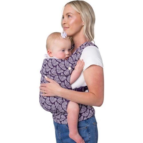 Mabē Monarch Ergonomic Baby Carrier – Premium Cotton Soft Structured Newborn to Toddler Carrier with Hip-Healthy Design, 3 Carry Positions (7-35lbs), Lightweight & Breathable, (Violet Wings)