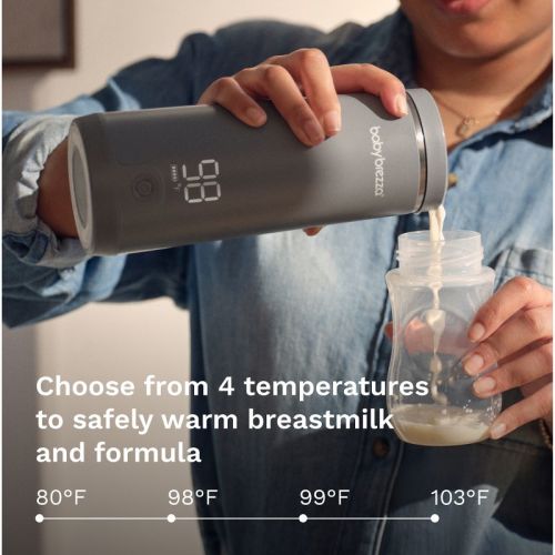 Baby Brezza Superfast Portable Bottle Warmer - White: Digital Display, Warms Evenly, Automatic Shut-Off, Battery Powered