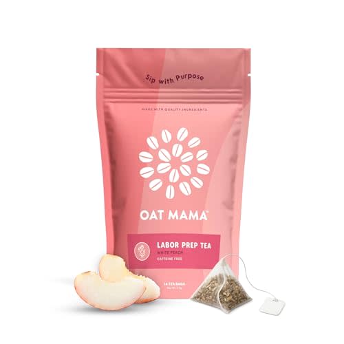 Oat Mama Labor Prep Tea for Third Trimester Pregnancy Support - White Peach Flavor & Organic - Prepare Body & Mind for Smooth, Efficient Labor & Delivery