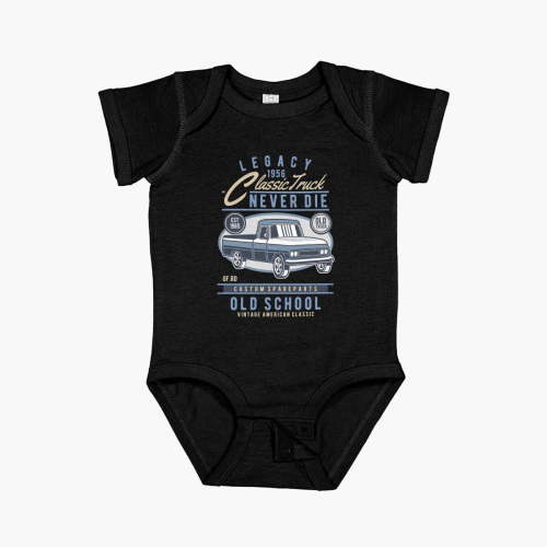 LuvlyVintage Car Show Tee Shirt Design, Retro Muscle Truck Old School American Muscle Car Design Short Sleeve Baby One-Piece, New Born, Baby Shower Gift, New Parents Gift