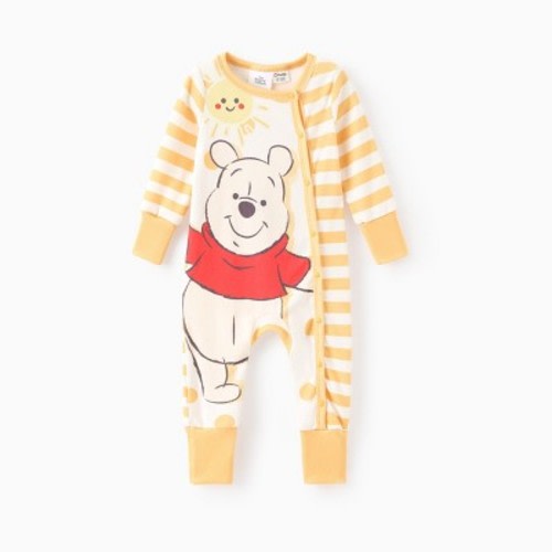 Disney Winnie the Pooh Baby Infant Boy Naia? Cute Striped Enveloping Cuff Romper Jumpsuits