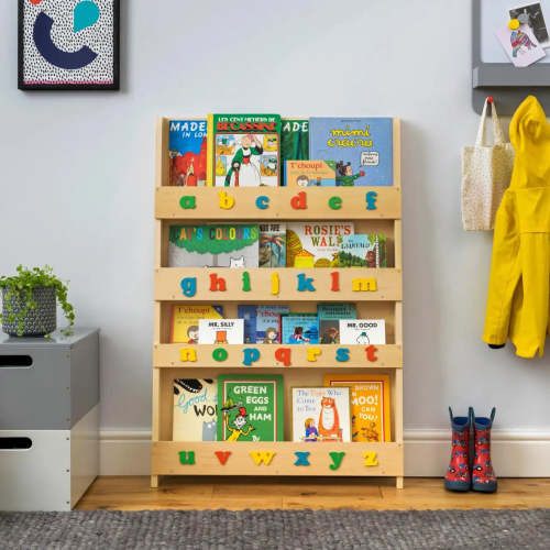 Tidy Books Bookcase Natural Wood (With Letters -Lowercase Retro) FSC 100%