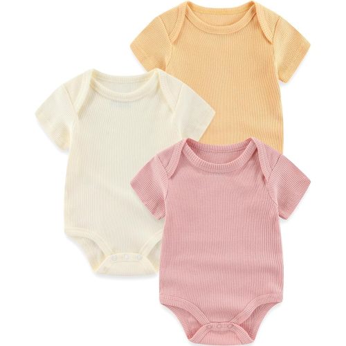 ZAVBABY Newborn Baby Girls Bodysuits Short Sleeve Summer Infant Girl Clothes 0-3 Month