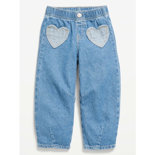 Super Baggy Heart-Pocket Barrel-Leg Jeans for Toddler Girls