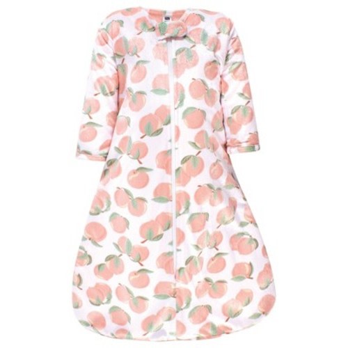 Hudson Baby Infant Girl Long Sleeve Plush Faux Fur Sleeping Bag, Wearable Blanket, Peach, 0-6 Months