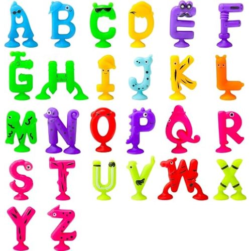 Suction Cup Toys, 26 PCS Silicone Alphabet Letter Bath Toys