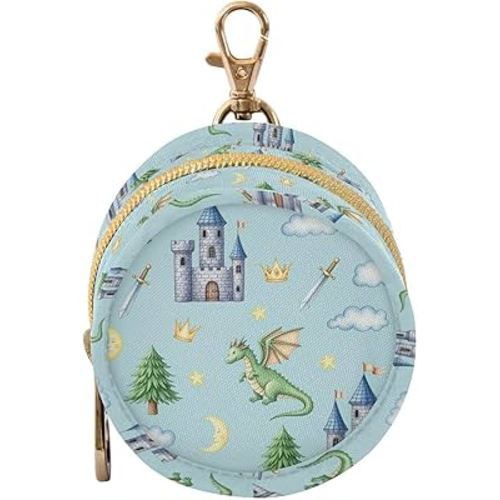 Dragon Castle Tree Blue Print Pacifier Holder Case with Metal Clip Portable Paci Case for Newborn Boys Girls