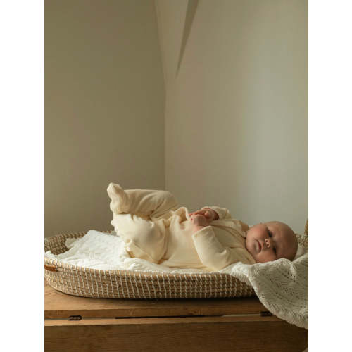Snuggle Towelling Sleepsuit in Lemon – Oat & Marl