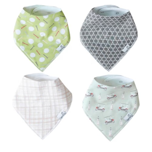 Copper Pearl 4 Pack Soft Cotton Baby Bibs for Drooling and Teething, Absorbent Drool Bibs for Baby Girl and Boy, Adjustable to Fit Newborns to Toddlers, Tons of Styles (Bogey)